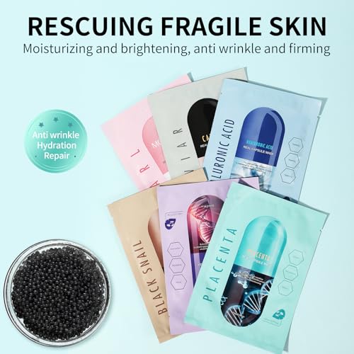 GUOYAOLIFU Hydrating Collagen & Hyaluronic Acid Face Mask Skincare Set - 6 Pack