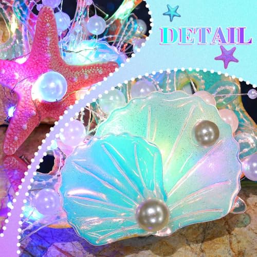 JEAIRTS Light Up Starfish Hair Clips LED Mermaid Shell Headpiece