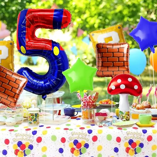 40-Inch Blue Red Number Balloon Set for Birthday Decor - 5