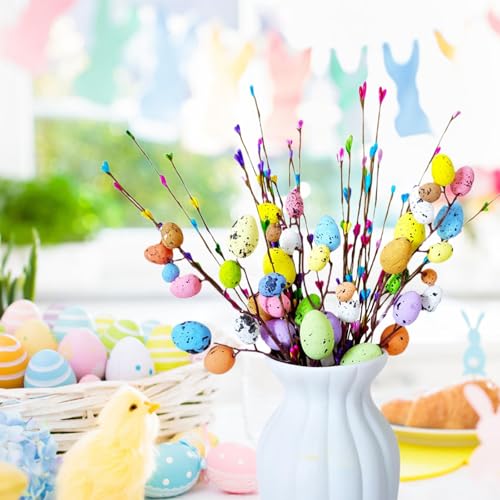 LERAO Easter Egg Decor Set with Artificial Vine Stems - 14 Pieces