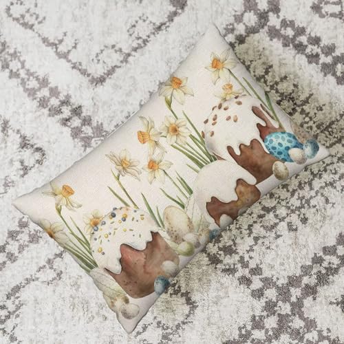 Easter Egg Pillow Covers 12x20 Inch, Set of 2 Spring Floral Cushion Cases