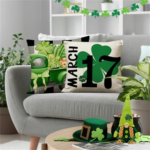 St. Patrick's Day Buffalo Plaid Pillow Covers 18x18 - Set of 4
