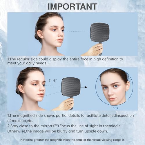 HYOUJIN Handheld Mirror 6.7x9.4 Black - Small Portable Makeup & Salon Mirror