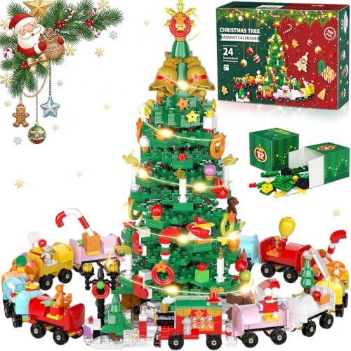 Christmas Tree Building Blocks Advent Calendar 2026 with Over 1600 Pieces - Kids & Adults