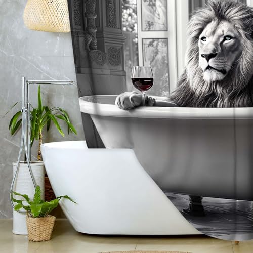 Funny Lion Shower Curtain 72" x 72" - Waterproof Polyester Bath Decor