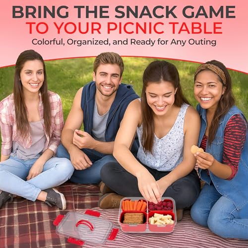 KEYVOZ Snackle Box with Lid - Portable Travel Charcuterie Organizer for Snacks & Fruits