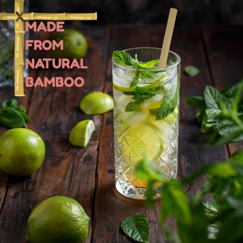 EPORIUM 8-Inch Reusable Bamboo Straws - 50 Pack Eco-Friendly Drinking Straws