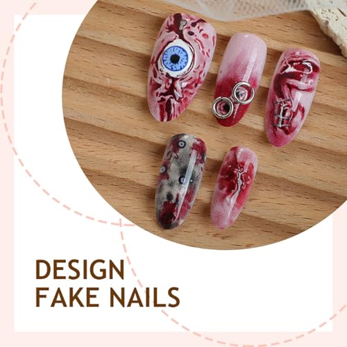 Halloween Press on Nails Medium Almond Bloody Eyeball Gothic Acrylic False Nails 30Pcs