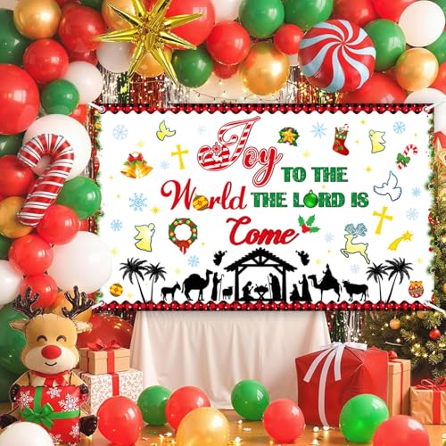 5.9x3.6ft Christmas Nativity Backdrop Joy to The World Religious Photography Banner