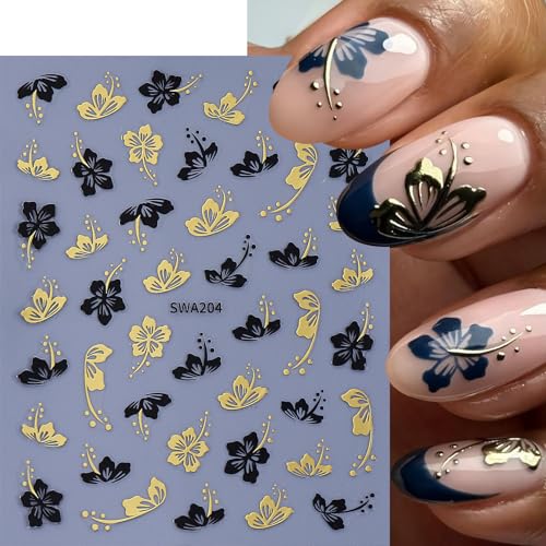 3D Summer Ocean Nail Art Stickers - 10 Sheets Gold & Silver Beach Decals