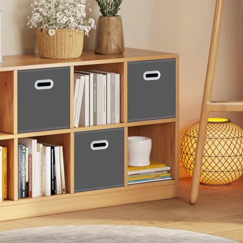 Foldable Fabric Storage Cubes with Handles - Set of 3, 11x11x11, Gray