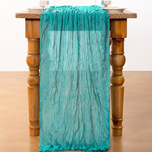 Teal Green Cheesecloth Table Runner - 35" x 120" for Weddings & Parties