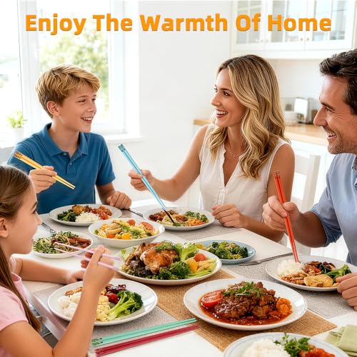 Coikcer Reusable Fiberglass Chopsticks Set - 6 Pairs (4 Adult, 2 Kids)