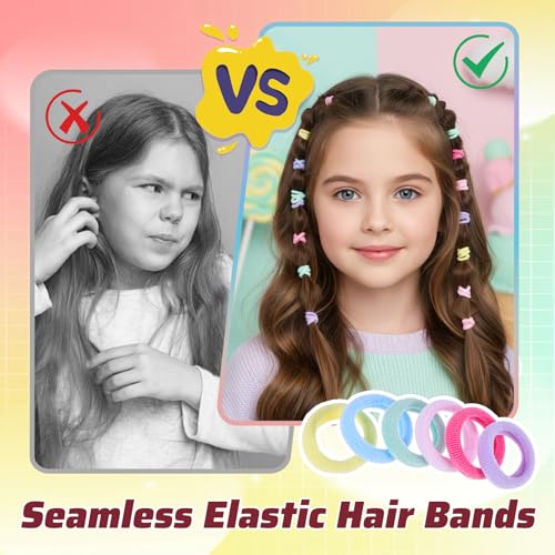 500 Pcs Toddler Hair Ties - Soft Multicolor Elastic Ponytail Holders