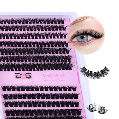 Houksouml 280 Pcs DIY Cluster Eyelash Extensions 3D Wispy Natural Lashes