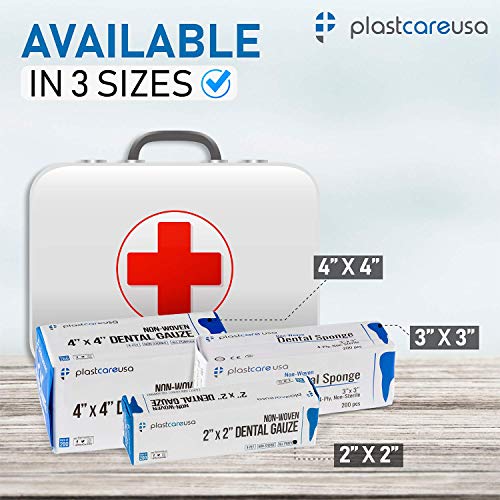 200 Gauze Pads 3x3 - Soft 4-Ply Non Woven Gauze Sponges - Non Sterile Dental Gauze & Esthetic Wipes - All Purpose Medical Gauze Squares for First Aid, Surgical, Wound Dressing