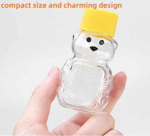 Cufarys 6 Pack Honey Bear Bottle 2oz Bear Shape Clear Empty Honey Bottles Honey Jar with Screw Lid,Plastic Mini Honey Jars Party Favors for Storing and Dispensing (6)