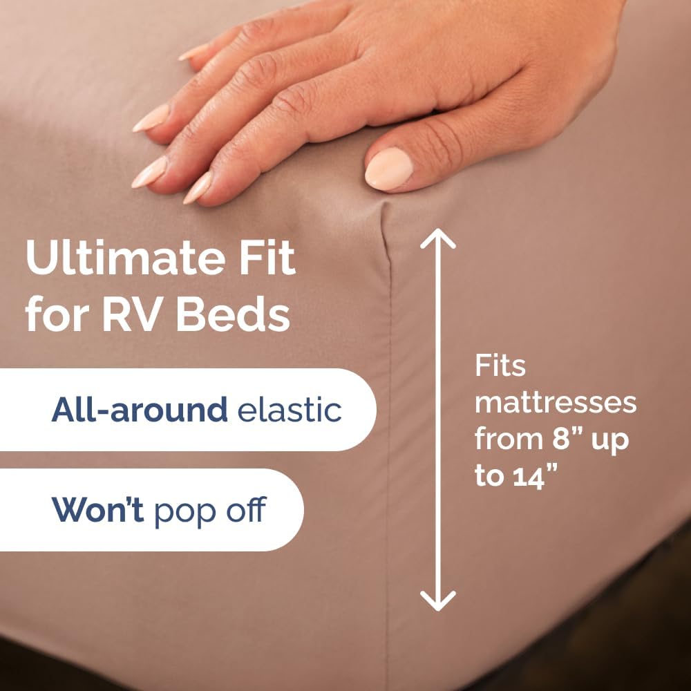 RV Short Queen Sheet Set - Soft, Breathable & Cooling 4-Piece Bedding for Trailers | Fits 8” to 12” Mattresses - Mauve