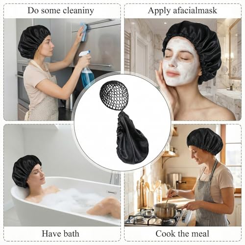 2-in-1 Reversible Adjustable Wrap Cap Bonnet with Scarf for Curly Hair