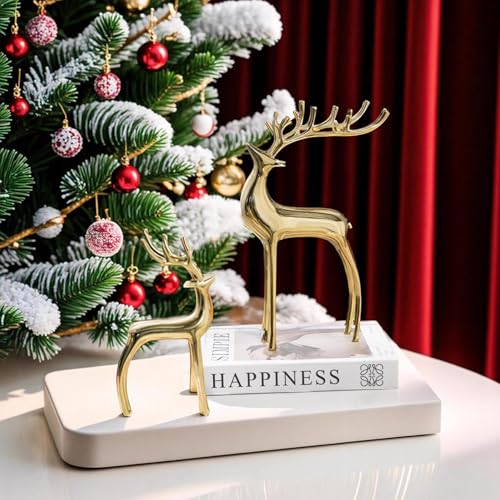 Set of 2 Copper Reindeer Figurines Christmas Decorations Home & Garden
