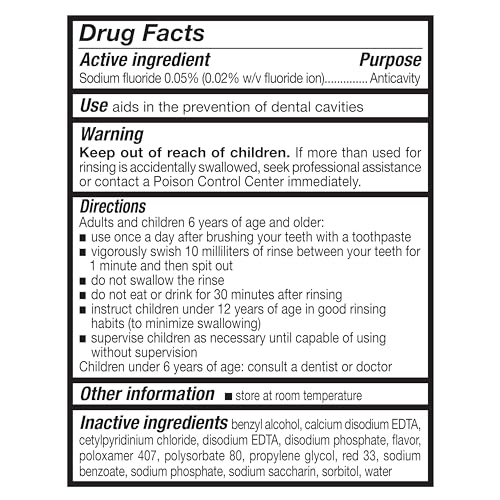 Amazon Basics Kids Fluoride Mouthwash, Anticavity Alcohol-Free Bubble Gum, 18 oz