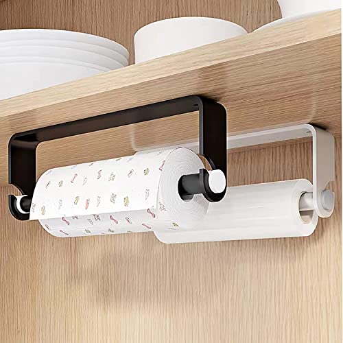 Aheucndg Wall Mount Paper Towel Holder - Silver, Self-Adhesive or Drill