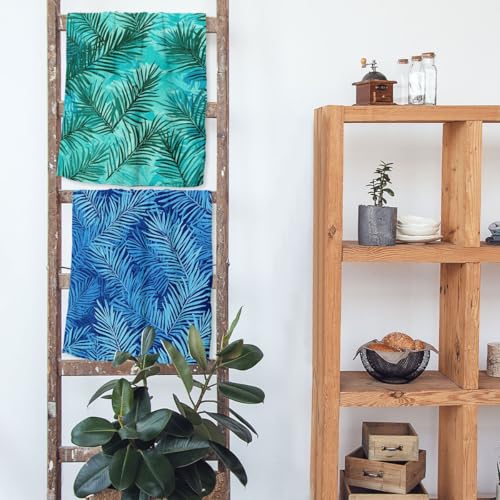 Palm Leaves Hand Towels Set of 2 - 14"x28" Absorbent Decorative Towels for Bathroom, Gym, Spa