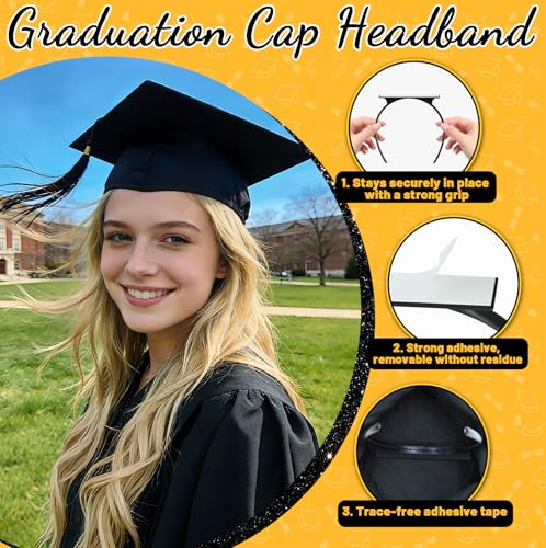 Pirekul Graduation Cap Headband Insert - Secure Non-Slip Holder for Hairstyle Preservation