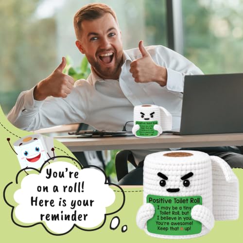 Funny Positive Crochet Gag Gift - Handmade Mini Toilet Roll