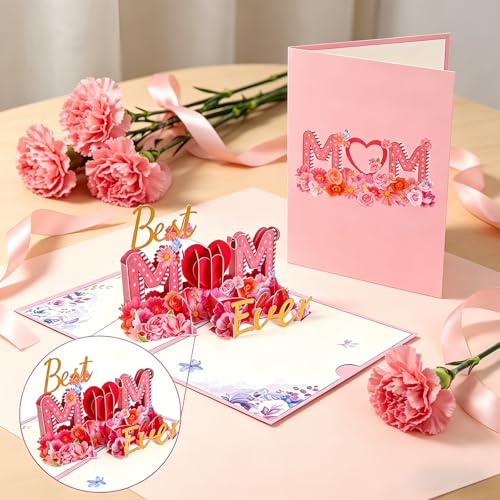 3D Pop-Up Flower Card for Mom – Best Mom Ever Greeting Card