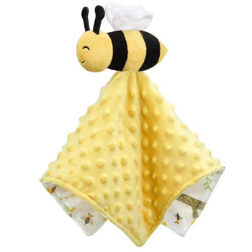 BORITAR Baby Security Blanket - Soft Unisex Lovey for Newborns | Snuggle Toy Bee Stuffed Animal, 14 Inch Yellow