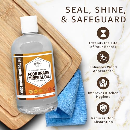 33rd Parallel Food Grade Mineral Oil - 8 Oz Cutting Board Conditioner