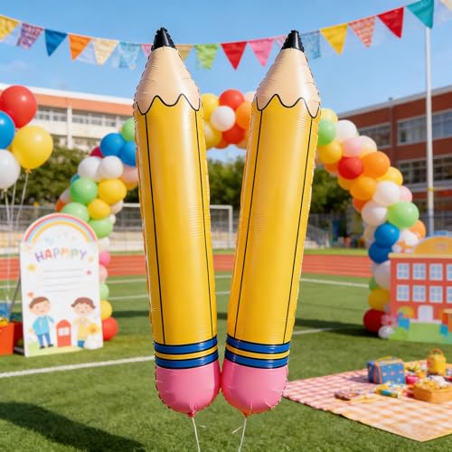 27 Inch Pencil Balloons for Back to School Decorations - 2 Pack