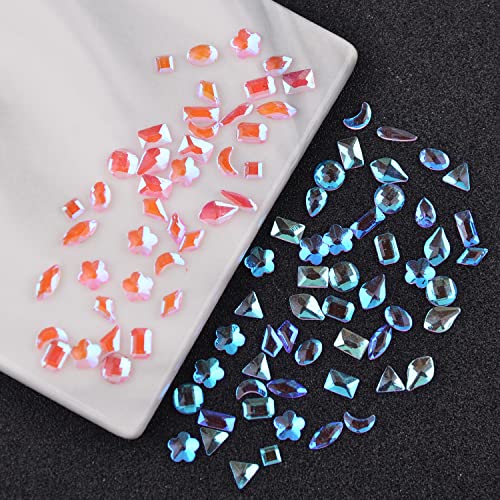 MEILINDS 100pcs Nail Art Rhinestones Set - Mixed Shape Glass Gems & Beads