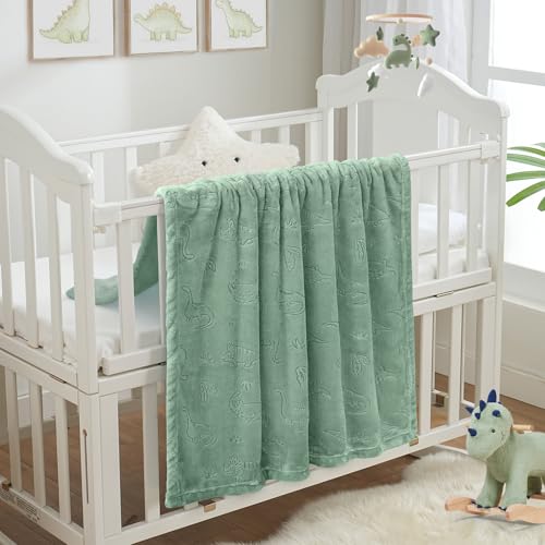 BORITAR Ultra Soft Baby Blanket - 3D Elephant Design, Sage Green, 30x40