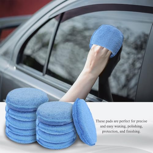 Blue 10-Pack 5-Inch Microfiber Car Wax Applicator Pads for Polishing & Cleaning