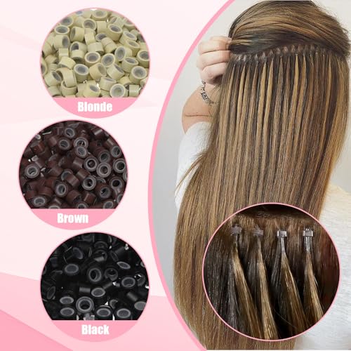 Blonde Silicone Lined Micro Link Beads 5mm Hair Extensions 500pcs