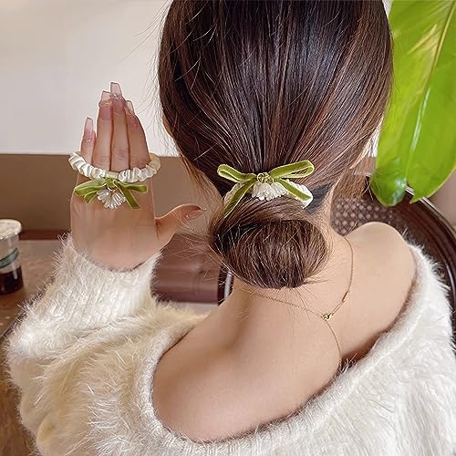 Lily of the Valley Floral Hair Ties - 2 Pack Flower Ponytail Holders