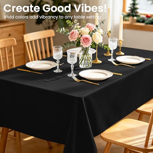 2 Pack Waterproof Black Disposable Tablecloths 54x108 in