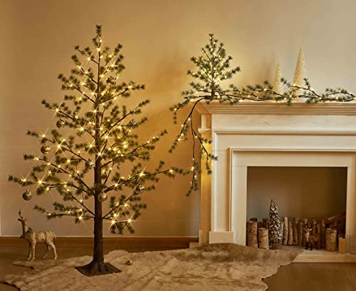 Christmas Tabletop Pine Tree Lights with Timer - Green 60 LED 18 Inch