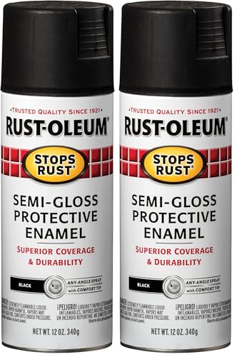 Rust-Oleum Stops Rust Spray Paint, Semi-Gloss Black, 12 Oz (Pack of 2)