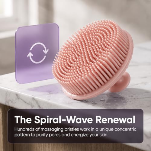 Silicone Body Scrubber & Scalp Massager - 2-in-1 Exfoliating Shower Loofah for Sensitive Skin (Brown)