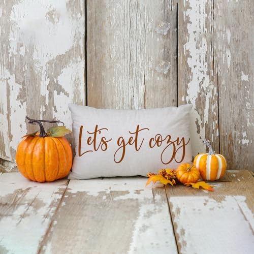 AOFANGGO Fall Pillow Cover 12x20 in Orange Beige - Let It Cozy Autumn Decor for Sofa Bed Couch