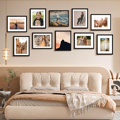 YCCXBW 8x10 Picture Frame with Mat for 4x6 & 5x7 Photos - Black