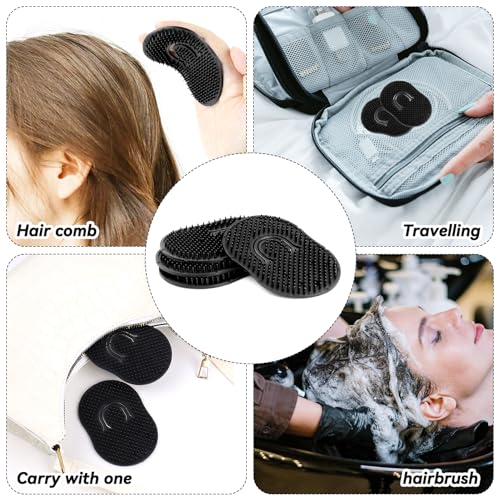 Tenalleys Pocket Palm Hair Brush & Beard Comb 4 Pcs Finger Loop Scalp Massager