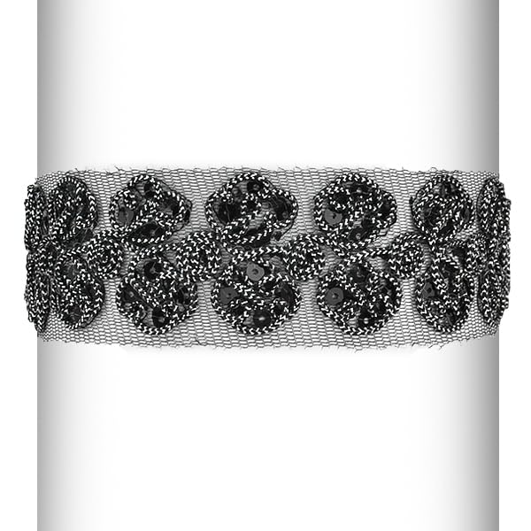 Expo International Metallic Cord & Sequin Stretch Headband Black Silver