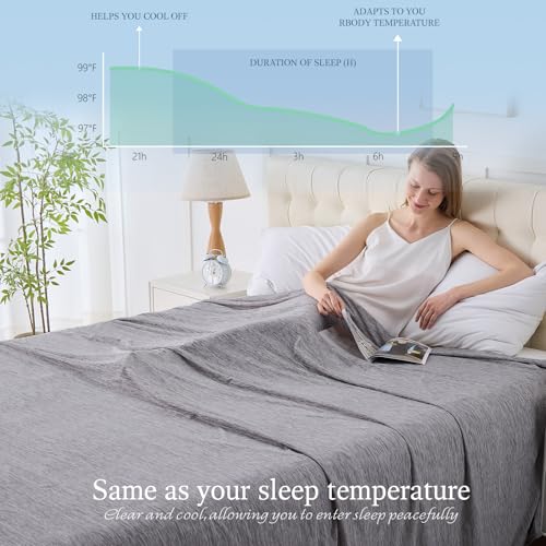 Cooling Blanket for Hot Sleepers - Breathable Throw, Dark Gray, 50"x70"