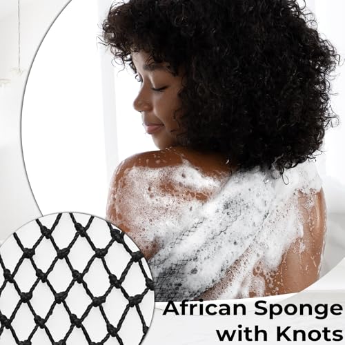 Authentic African Net Sponge Exfoliating Body Scrubber - Black