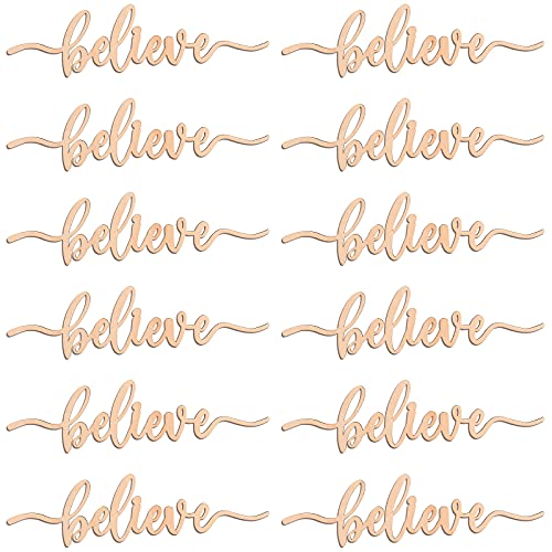 Believe Christmas Place Cards - 12 Rustic Wood Signs for Holiday Table Setting