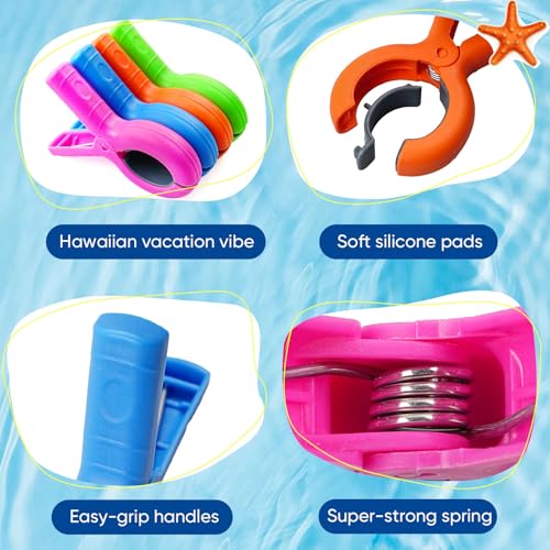 Multicolor Beach Towel Clips - 8 Pack for Outdoor Use